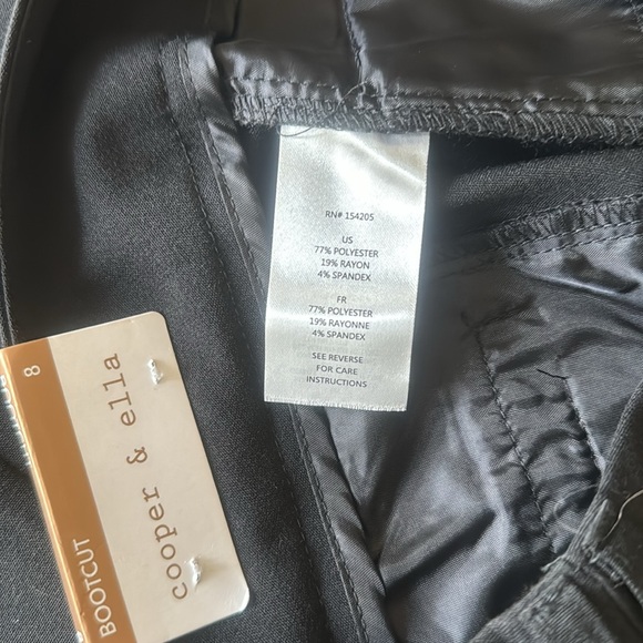 NWT Cooper&Ella Black High Rise Flat Front Bootcut Stretchy Dress Pants, Size 8. - Picture 10 of 12